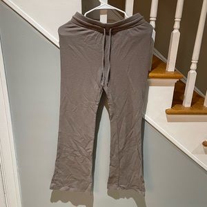 Aritzia Sunday Best Taupe Cropped Flare Waffle Pants